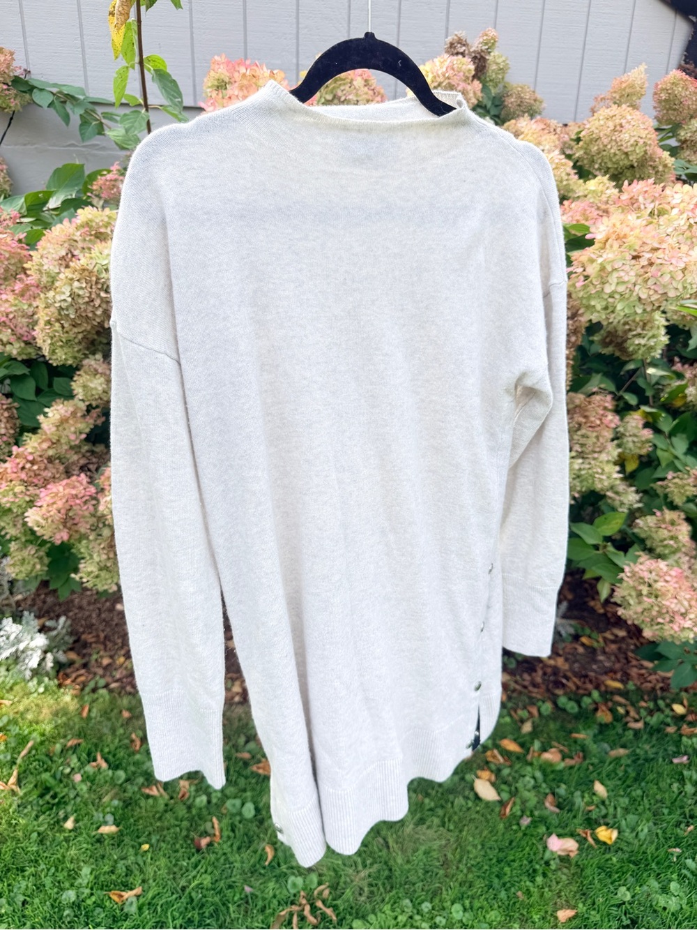Banana Republic Cream Crewneck Button-Side Sweater